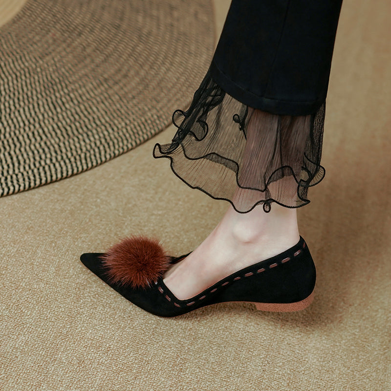 Women's Elegant Leather Pointed Toe Pump Shoes