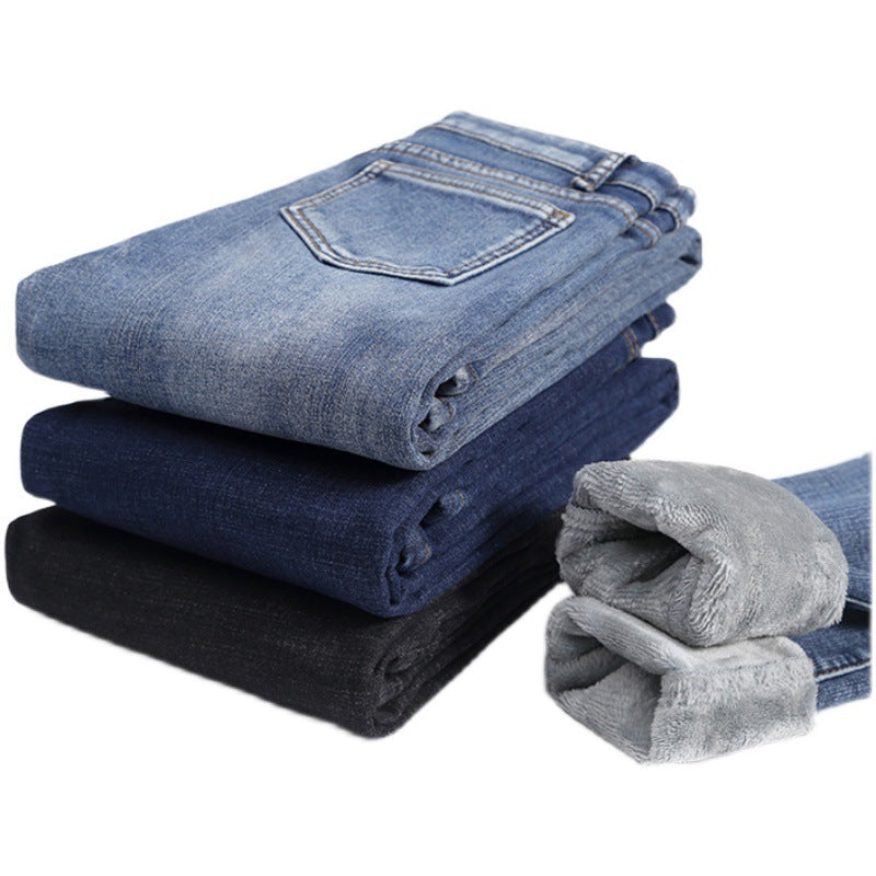 Autumn And Winter New Slim Skinny Warm High Waisted Jeans