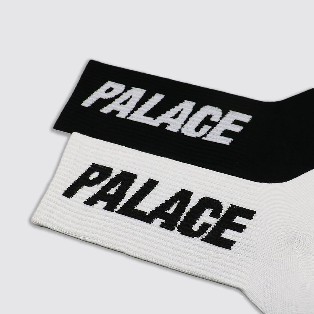 European And American Black And White Letter Mid-calf Socks Street Trend Skateboarding Sports Socks