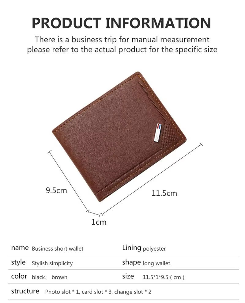 New Men'S Wallet Short Wallet Men'S Youth Fashion Thin Multi Card Large Capacity Horizontal Business Soft Leather Wallet