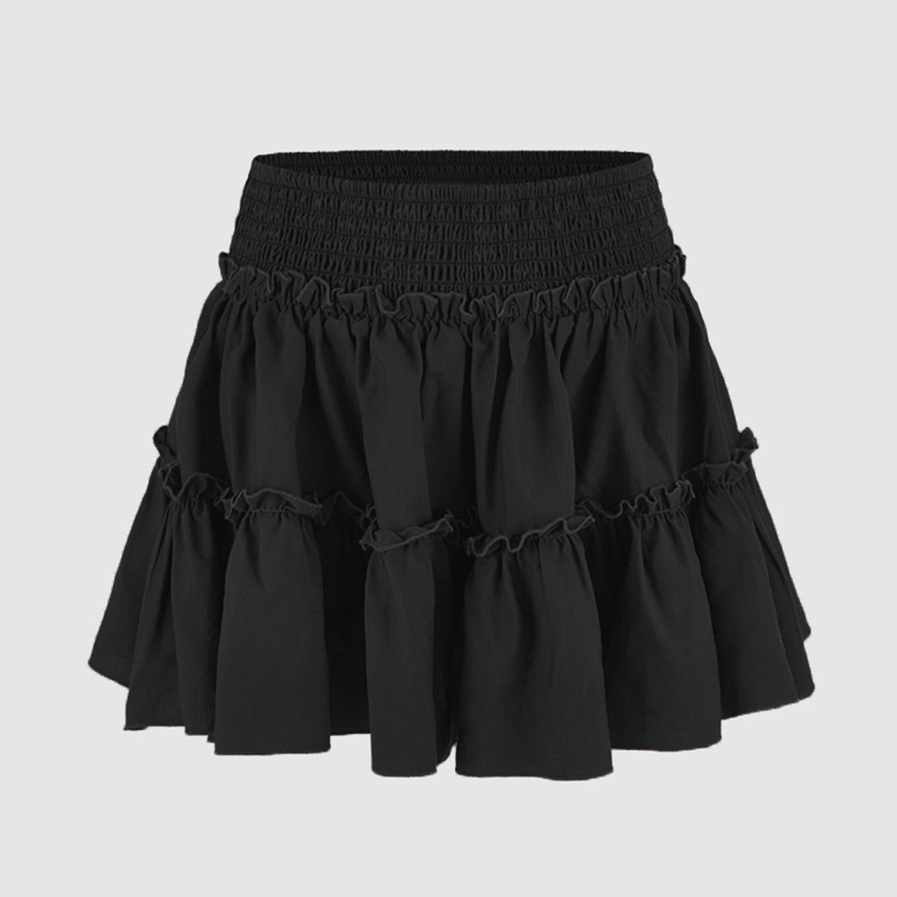 Women's High-waisted Elastic Waist Skirt With Lining