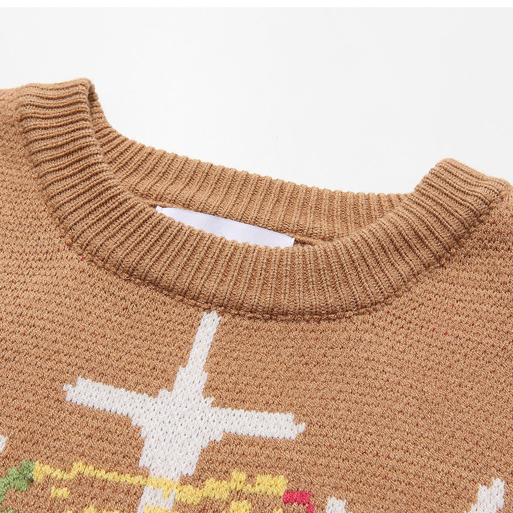 Striktrøje med stjernekors og rund hals fra Trendy Brand