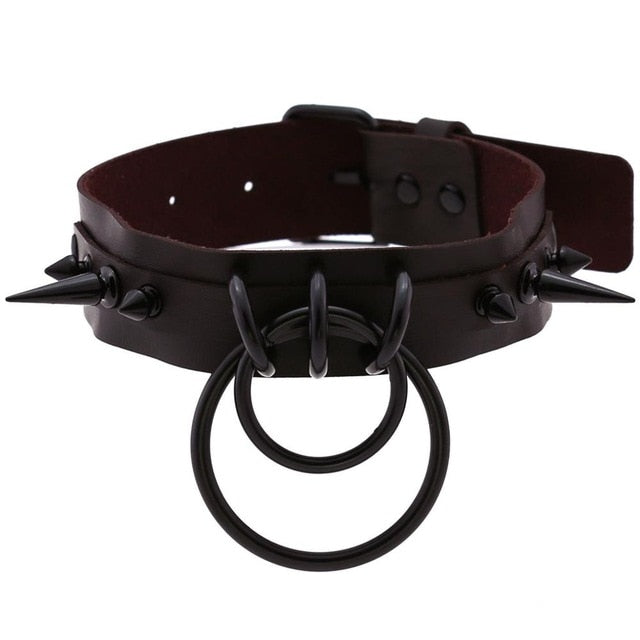 Punk Choker Rivet Buckle Spike Collar Necklace Black  Mens Womens