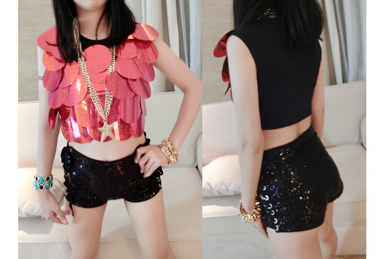 Sequined high waist shorts