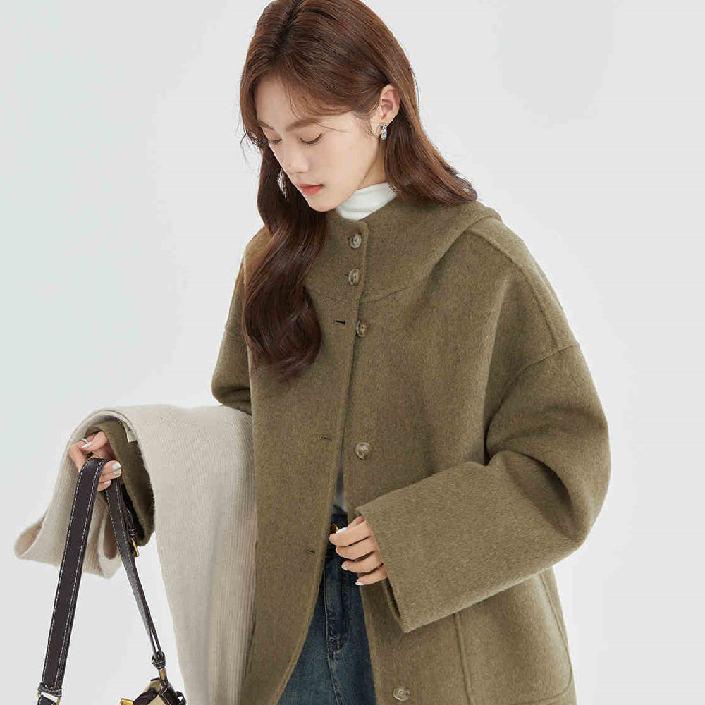 Cloak Winter Hooded Reversible Cashmere Coat