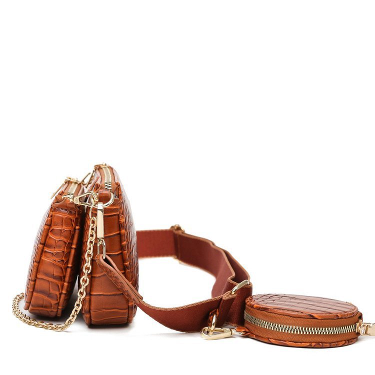 PU Leather Picture-mother Three-piece Crossbody Bag