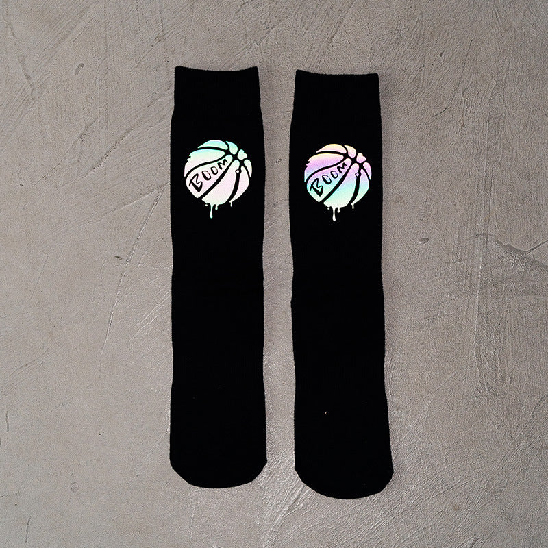 Long tube high-top cotton socks in the sports tide