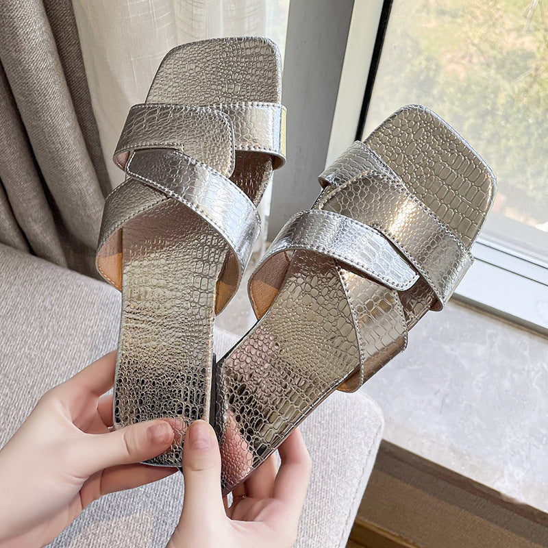 Roman Style Flat Slippers Women's Cross Strap Open Toe