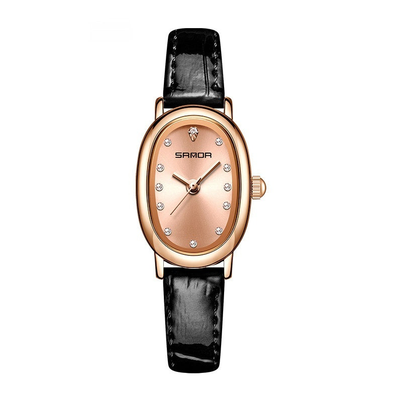 Women's European And American Watch Quartz Leather Steel Belt Waterproof