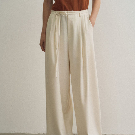 New Commuter Design Anti-wrinkle Waist-free Adjustable Waist Strap Wide-leg Pants