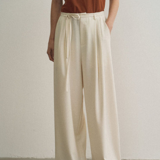 New Commuter Design Anti-wrinkle Waist-free Adjustable Waist Strap Wide-leg Pants