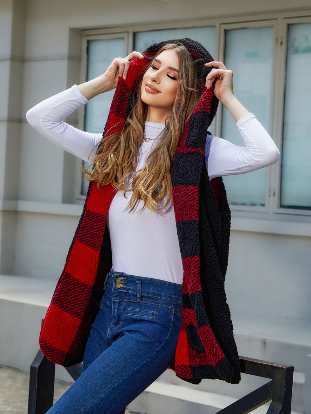 Cardigan Plaid Plys Vestfrakke Til Kvinder