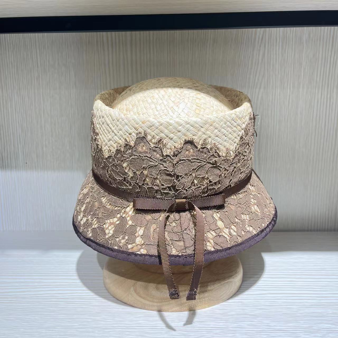 Sun-proof Sun Protection Hat Socialite Style French Straw Short Cap Concave Top Bucket