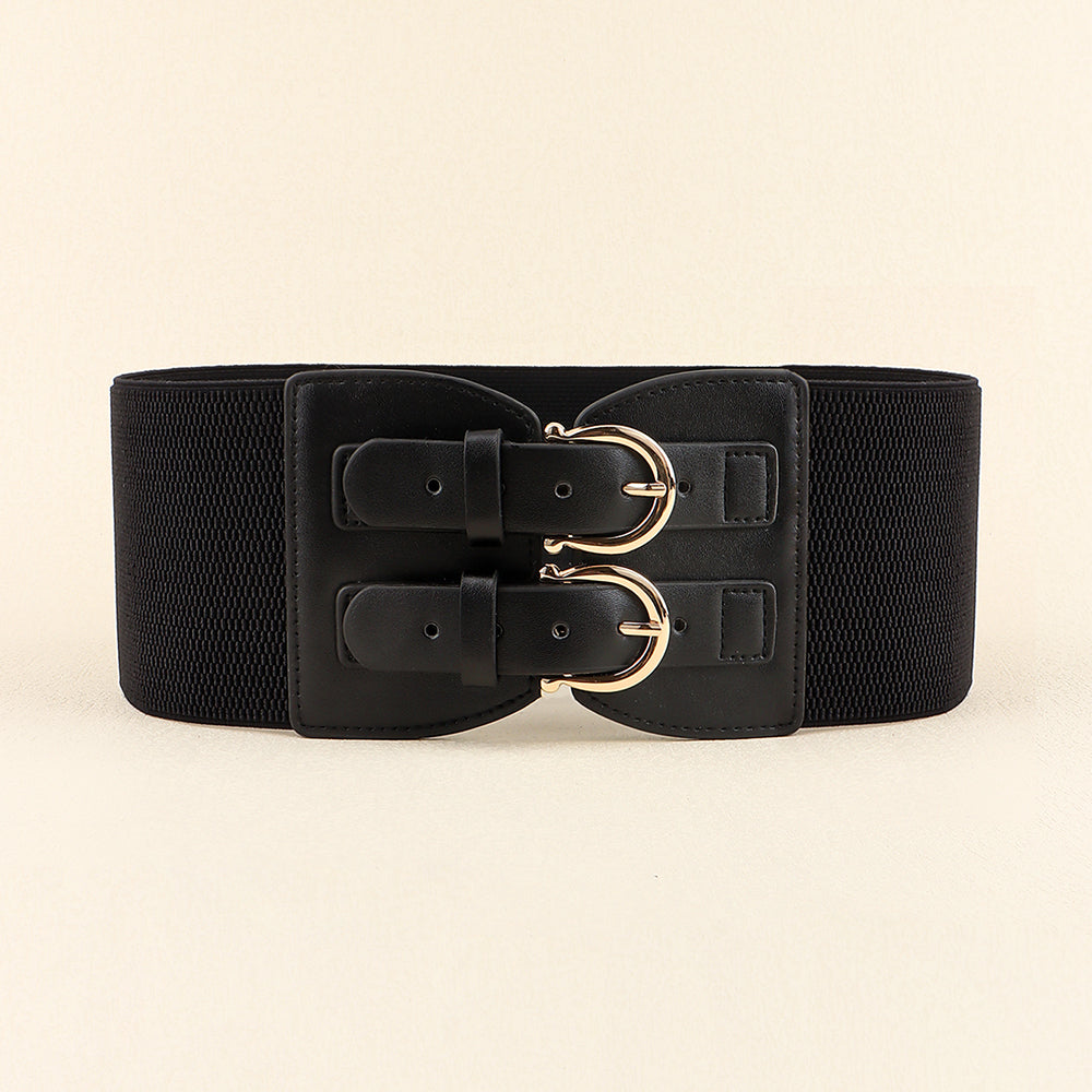 Senior Sense Retro Needle Buckle Waist Seal Elastic Elastic Wide Belt Women's Fashion Belt All-matching Coat Suit