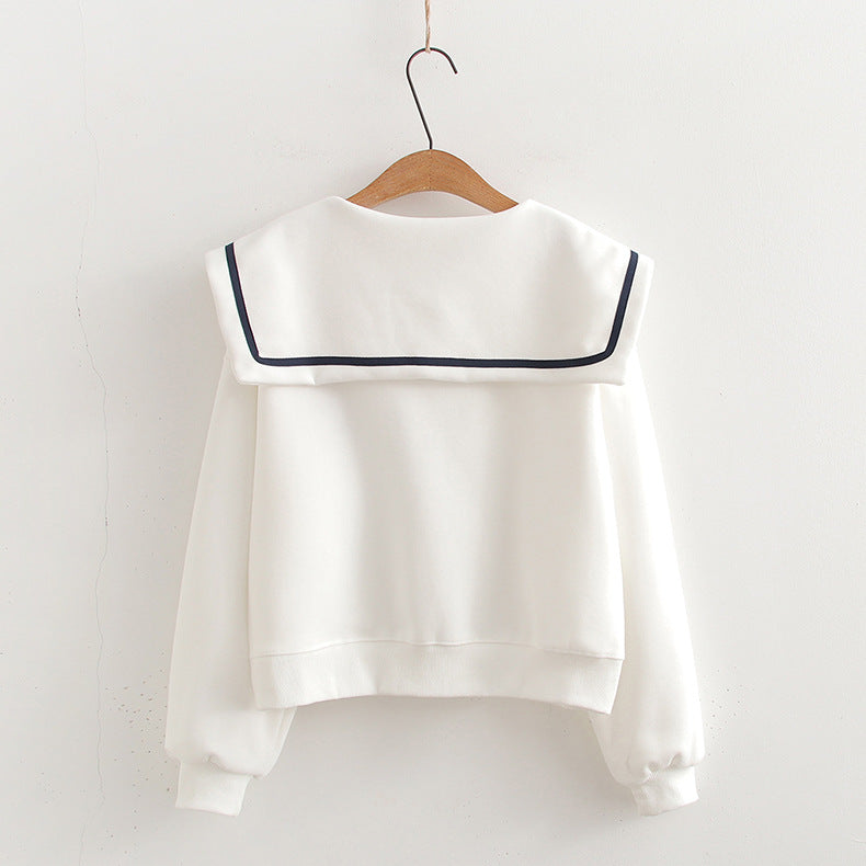 Sømandsfløjls Sweater til Kvinder Preppy Stil Top