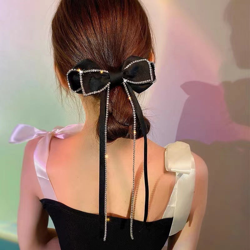 Bow Knot Rhinestone Hair With Tassels
