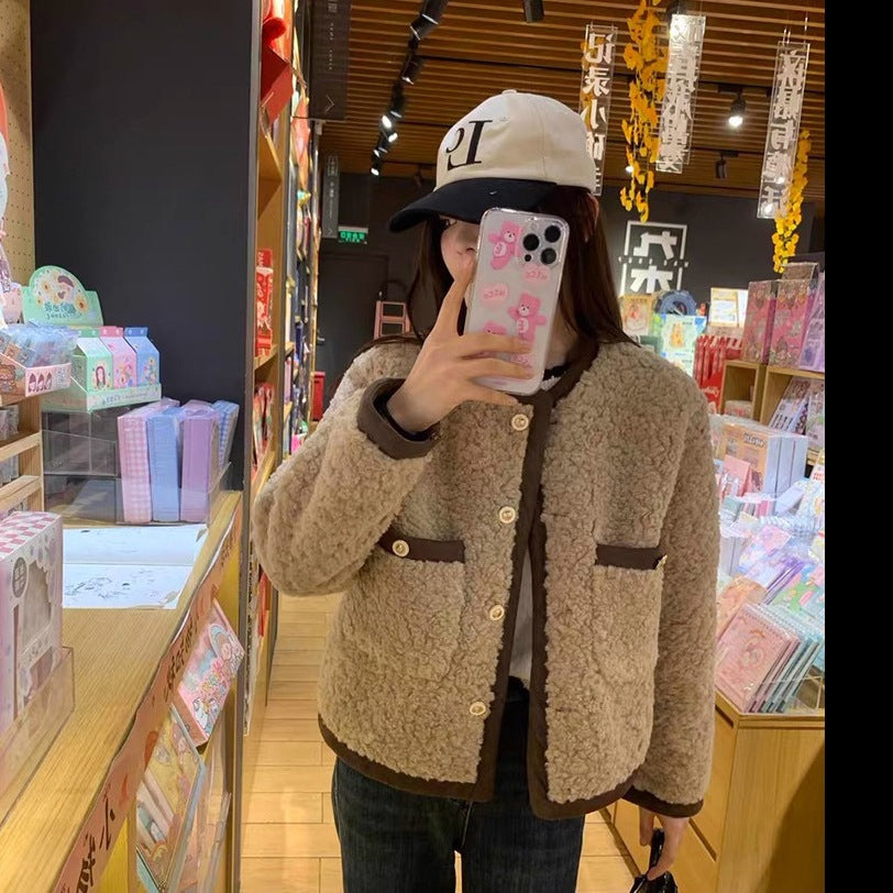 Autumn And Winter Lamb Fleece Coat Women Loose Spring