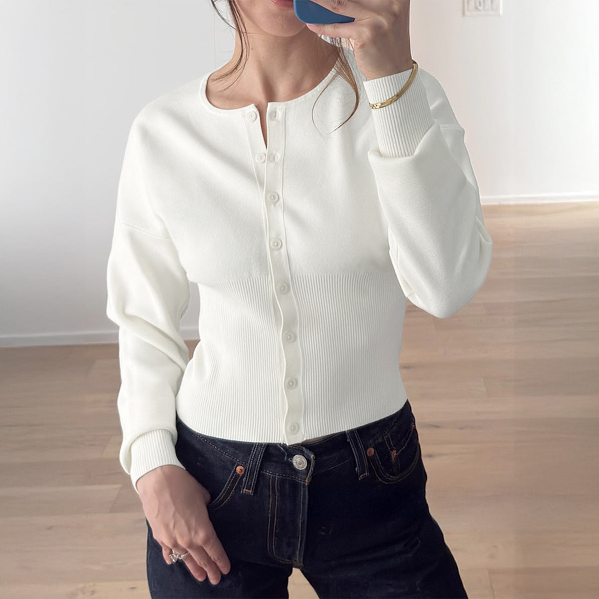 European And American Casual Solid Color Long-sleeved Shirt