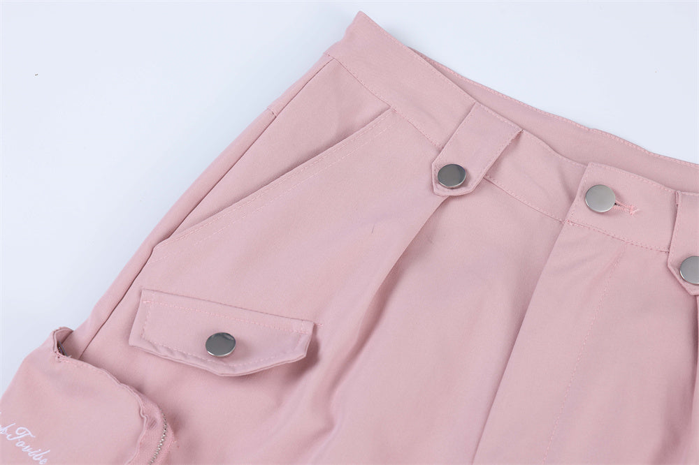 High Street Niche Pleated Three-dimensional Zipper Pocket Loose-fitting Wide-leg Trousers