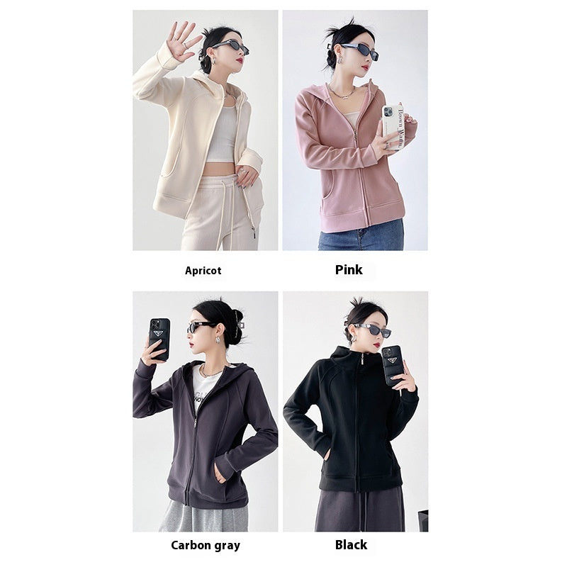 Women's Fleece-lined Casual Sweatshirt Retro Sports Coat