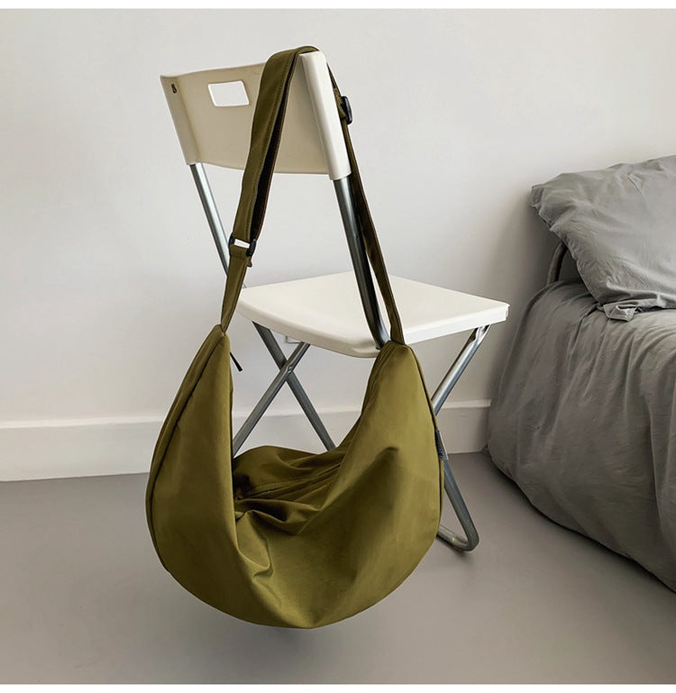 Washed Canvas Diagonal Cross Dumpling Bag
