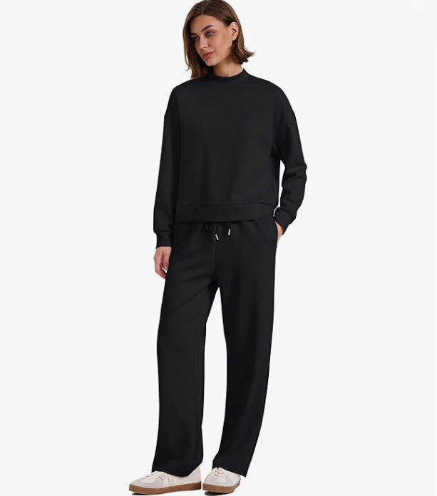 Women's Long-sleeved Sweater And Wide-leg Pants Two-piece Suit