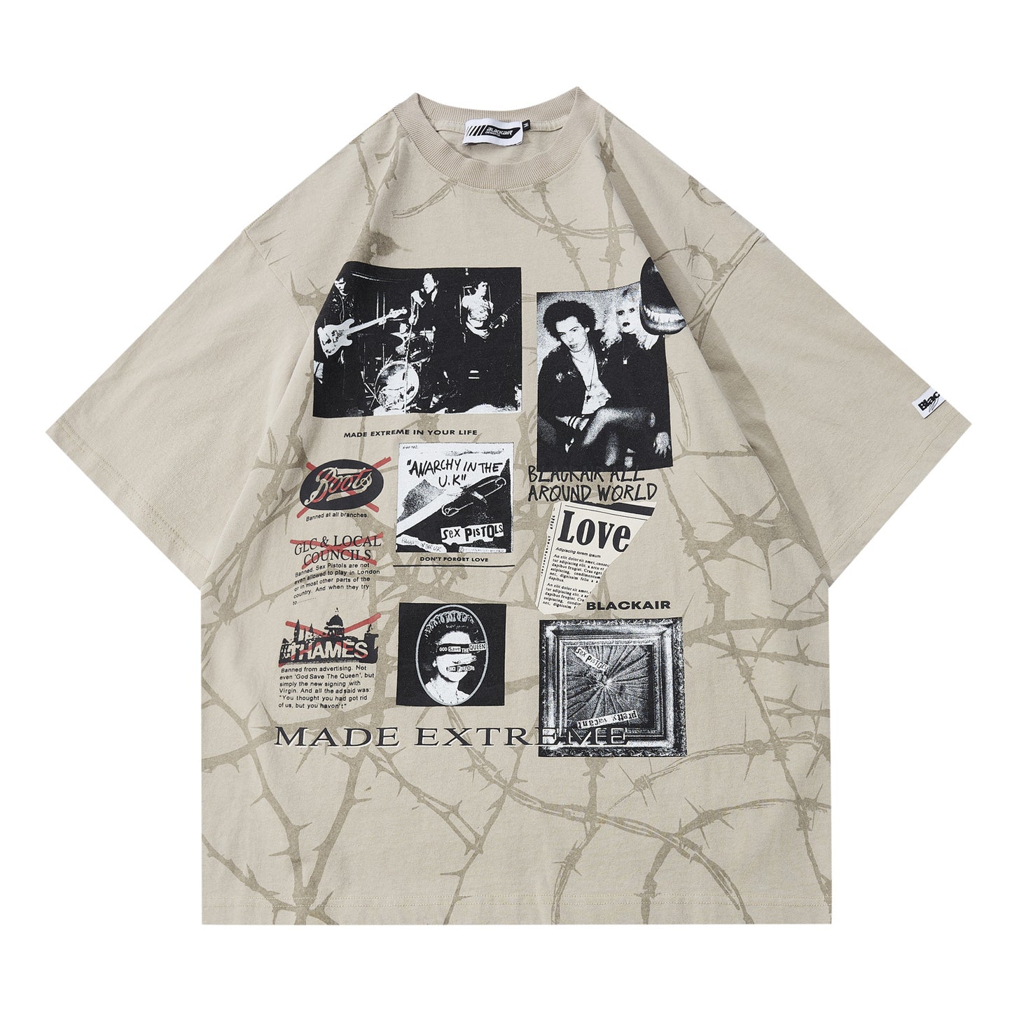Fashion Brand Letter Character Printed Round Neck Short Sleeve