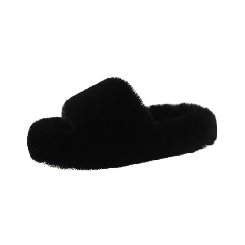 Women's Fashion Simple Home Warm Slugged Bottom Flat Slippers