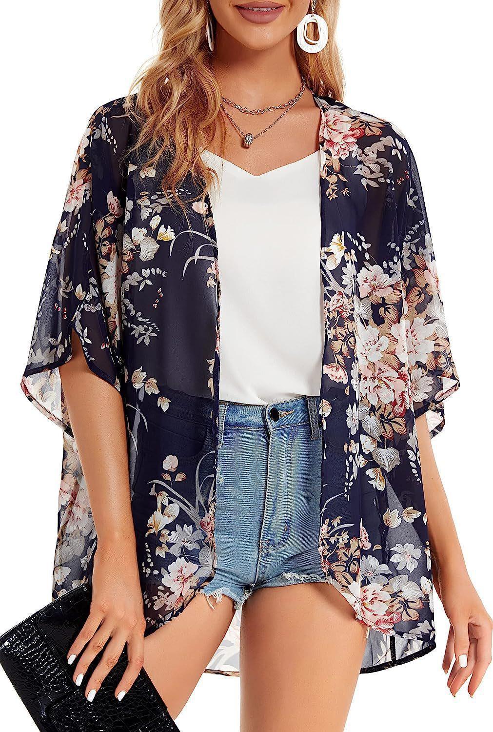 New Beach Bikini Sun Protective Blouse Vacation Chiffon Printed Cardigan