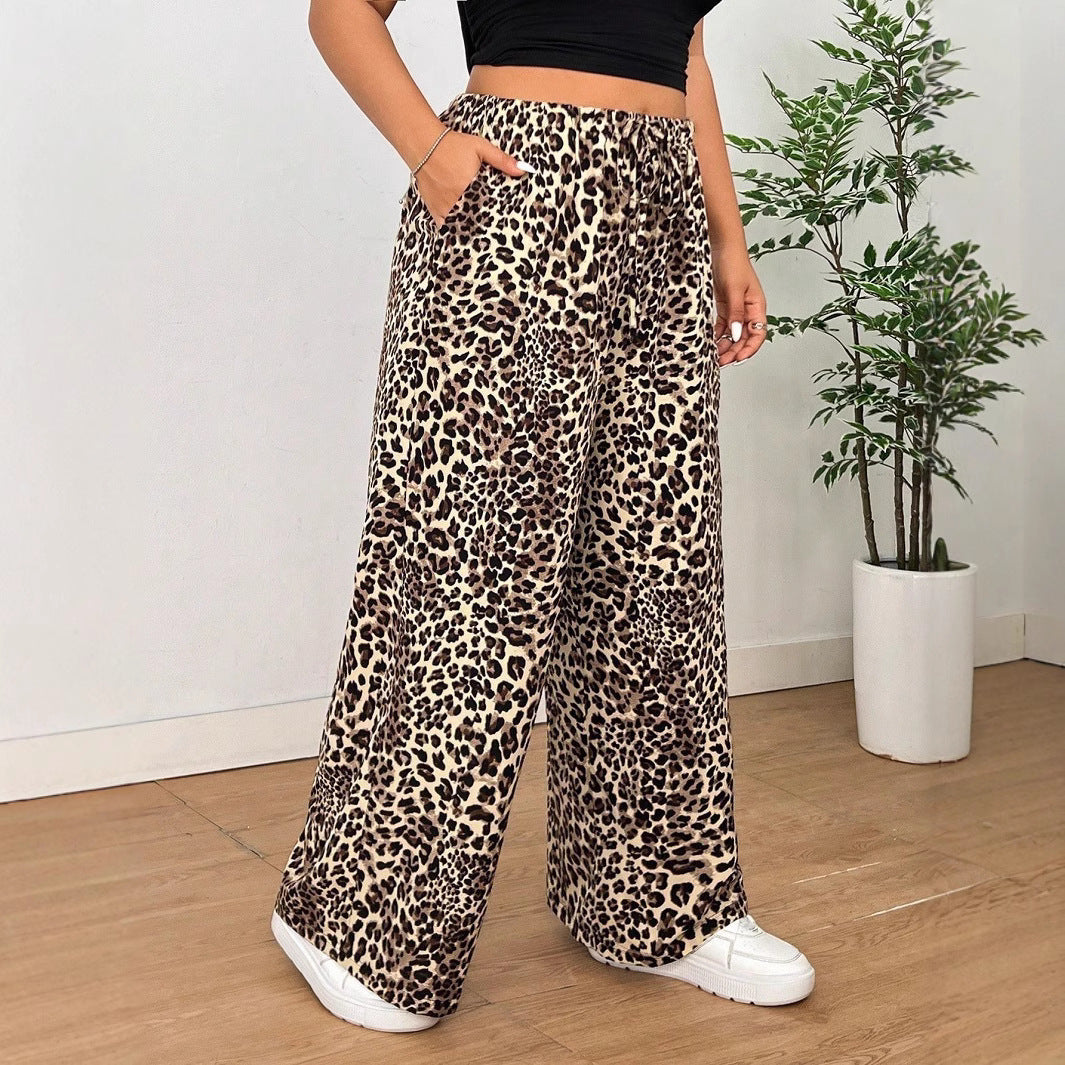Women's Loose Casual Leopard Print Trousers