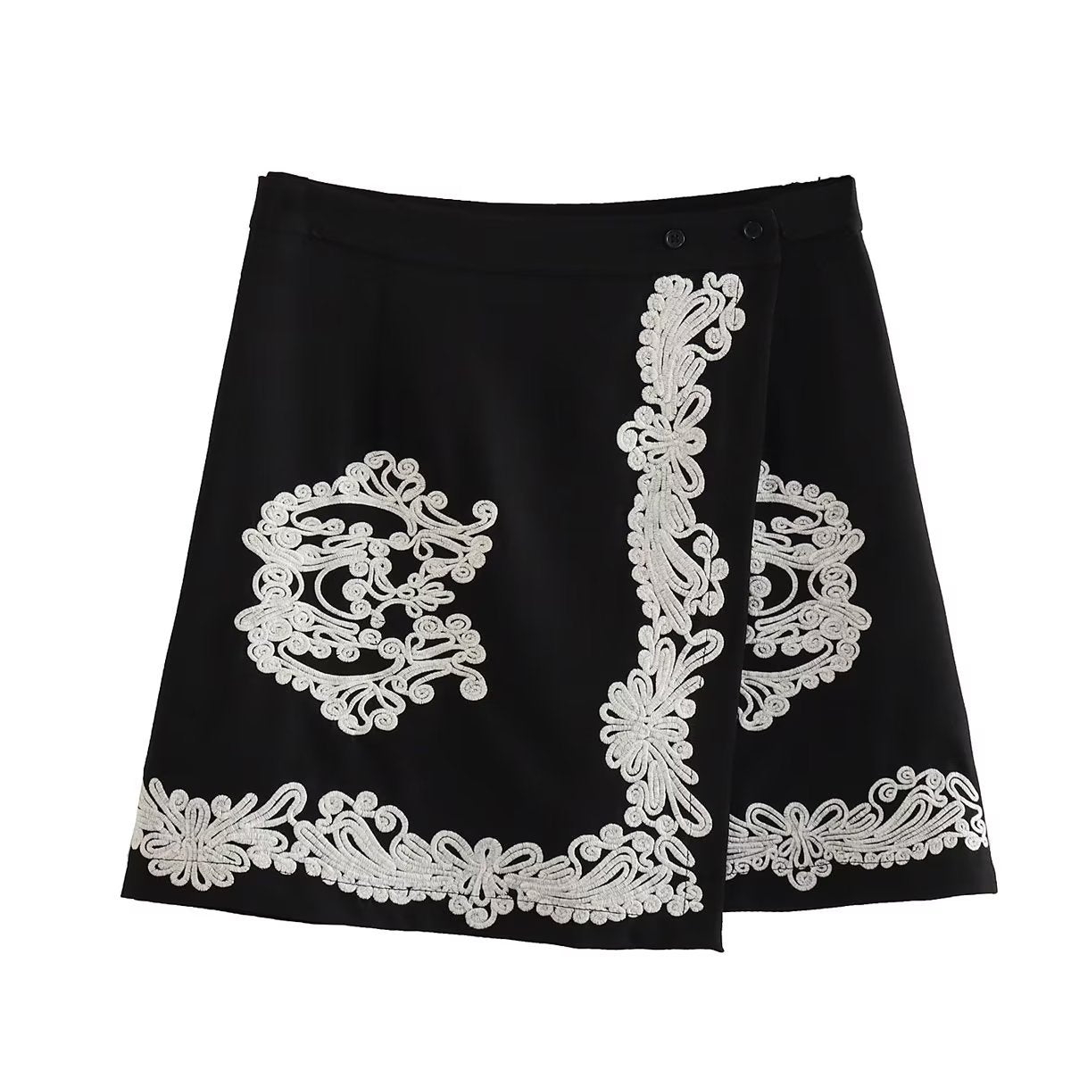 Embroidered Tied Top Sheath Skirt Suit