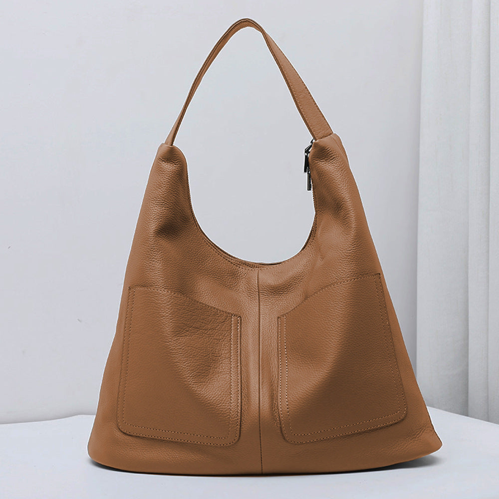 Large Capacity Soft Leather Versatile Leisure Bucket Bag