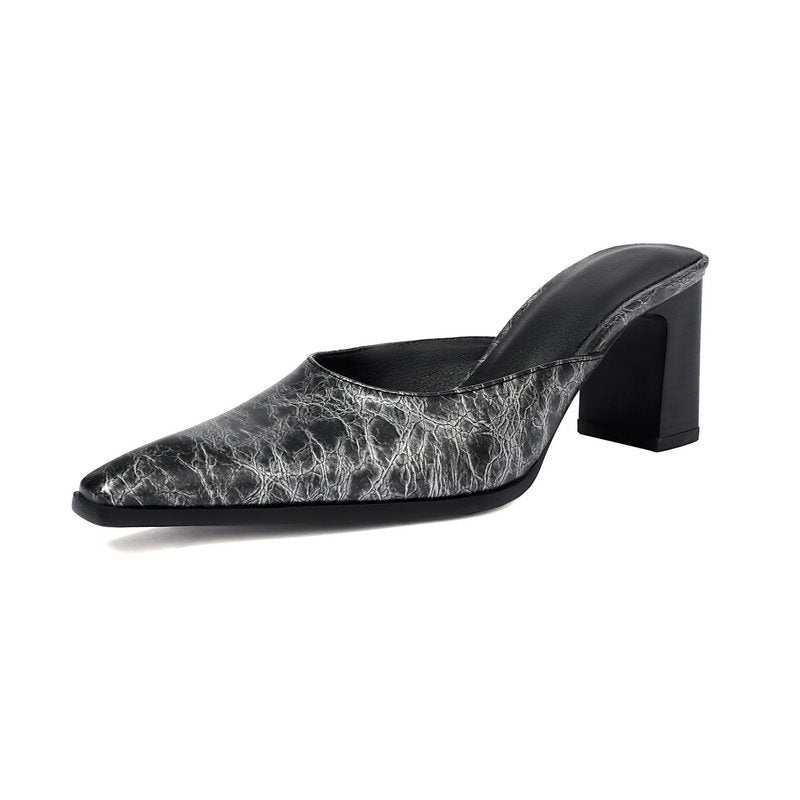 Retro British-style Square-toe High-heeled Outdoor Womens Sandals