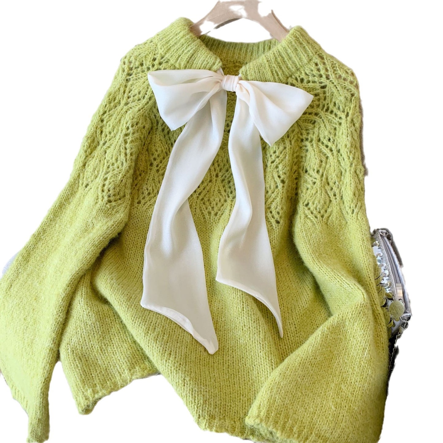 Women's French Style Tied Bow Long-sleeved Sweater
