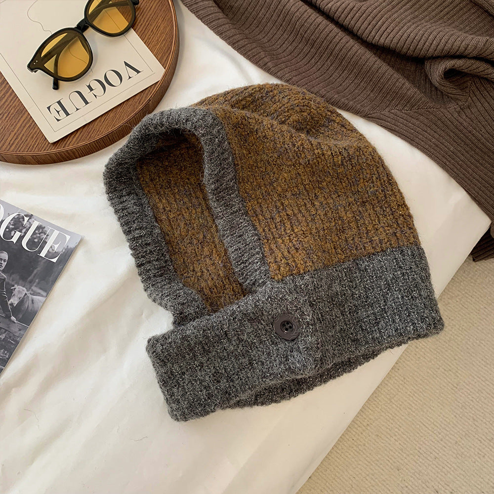 Autumn And Winter Warm Scarf Integrated Ear Protection Knitting Cold-proof Woolen Cap