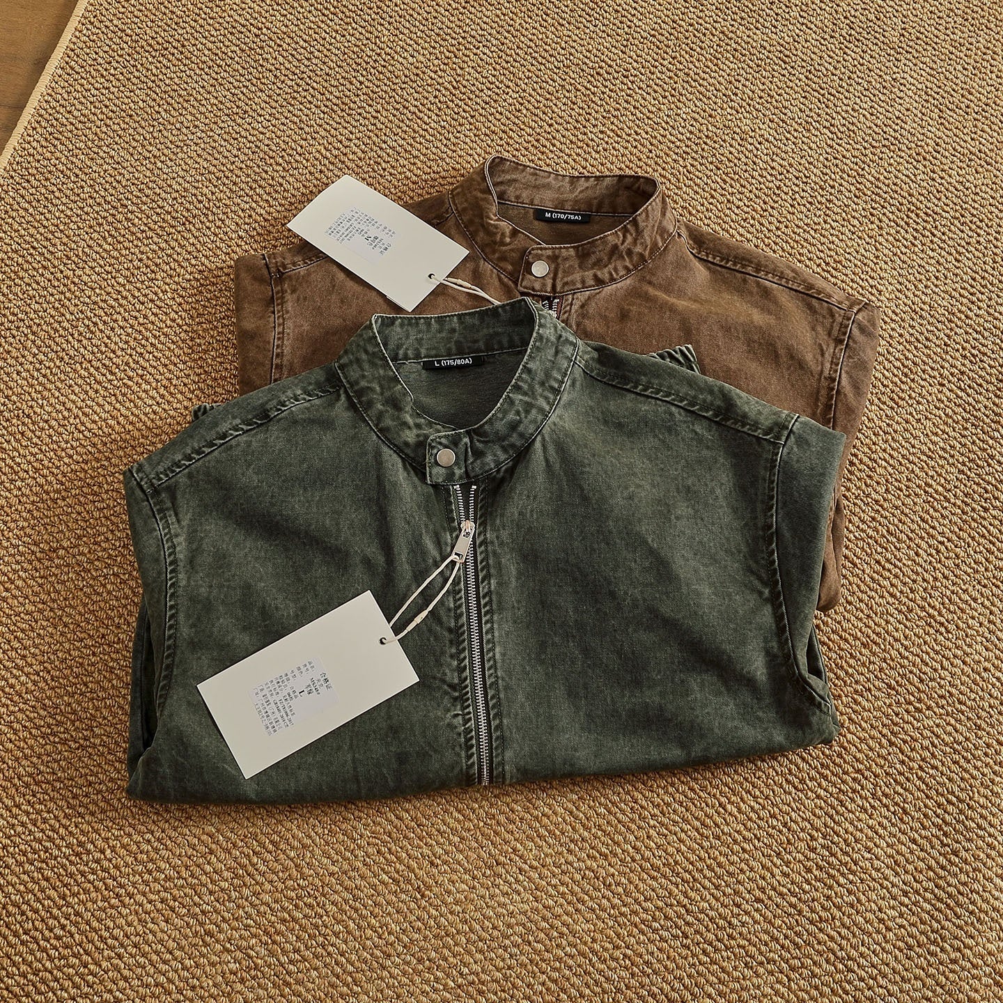Personalized Stand Collar Snap Collar Washed Classic All-match Retro Bomber Jacket