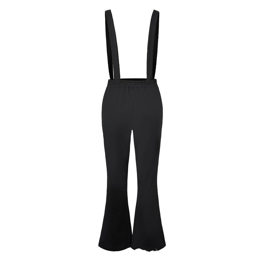 European And American High Waist Strap Casual Flared Pants