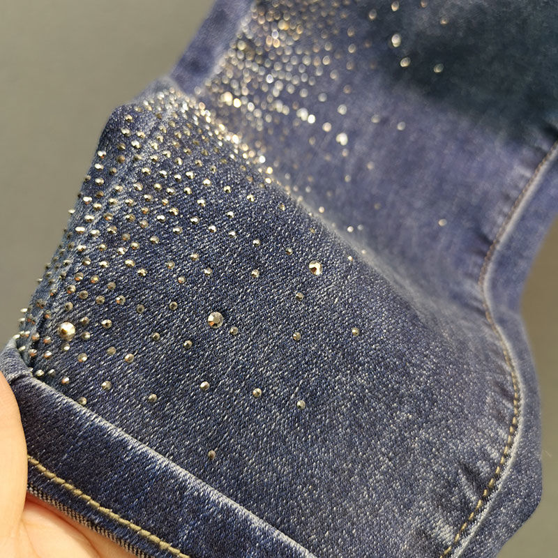 Cotton Elastic Slimming High-waisted Slimming Heavy-duty Hot-drilled Pencil Pants