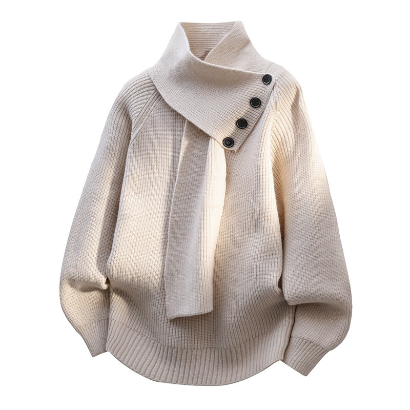 Mens Knitted Sweater With A Stylish Buttoned Design Offering A Loose Laid-back Fit
