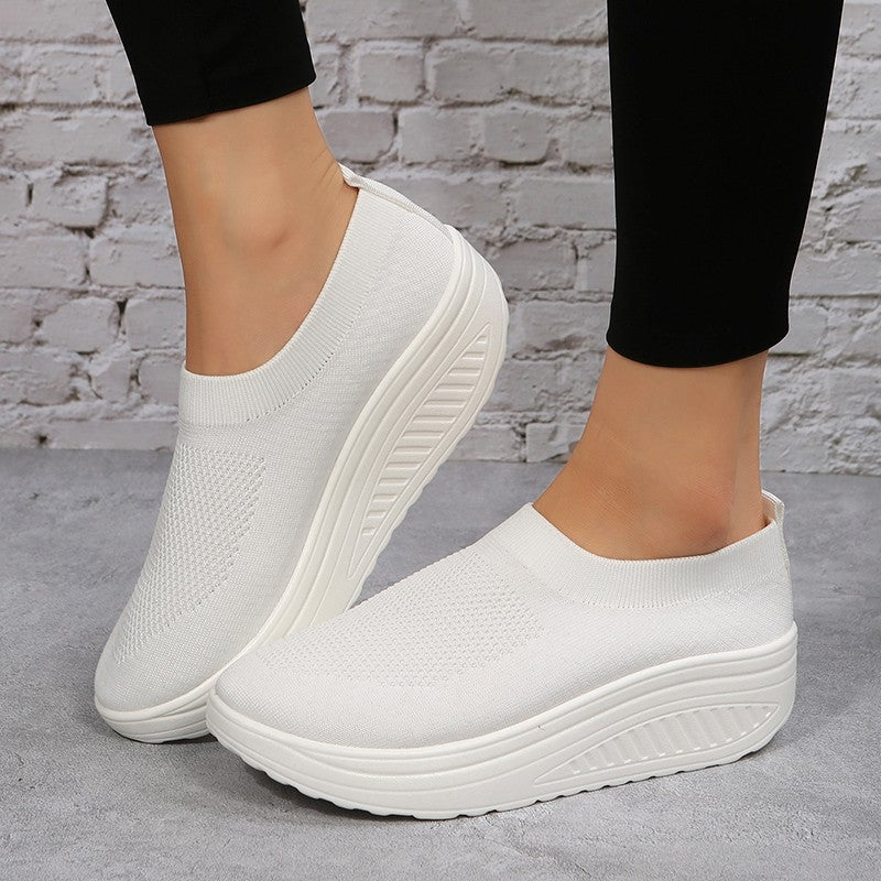 Trendy tyksålede fly-woven åndbare mesh-fritidssko til kvinder