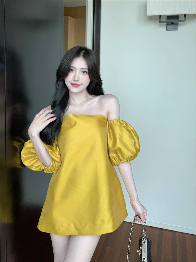 Off-shoulder bluse med pufærmer til kvinder - Fransk sommer