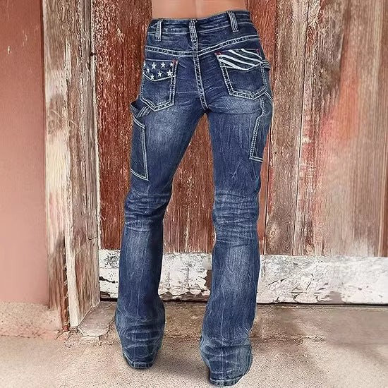 Sommerlige afslappede bootcut-bukser med slim pasform