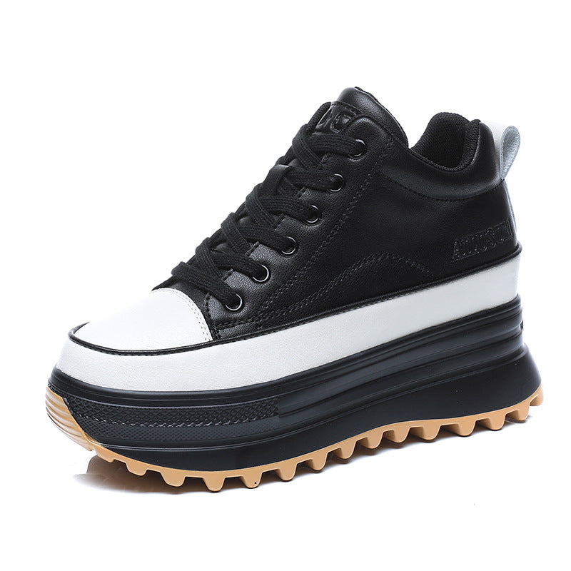 High-top Women's Fleece Leather Fashion Casual Platform Shoes