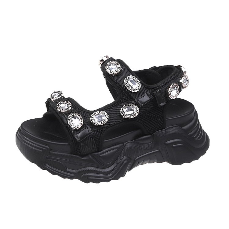 Women's Summer New Sports Platform Rhinestone Velcro Sandals