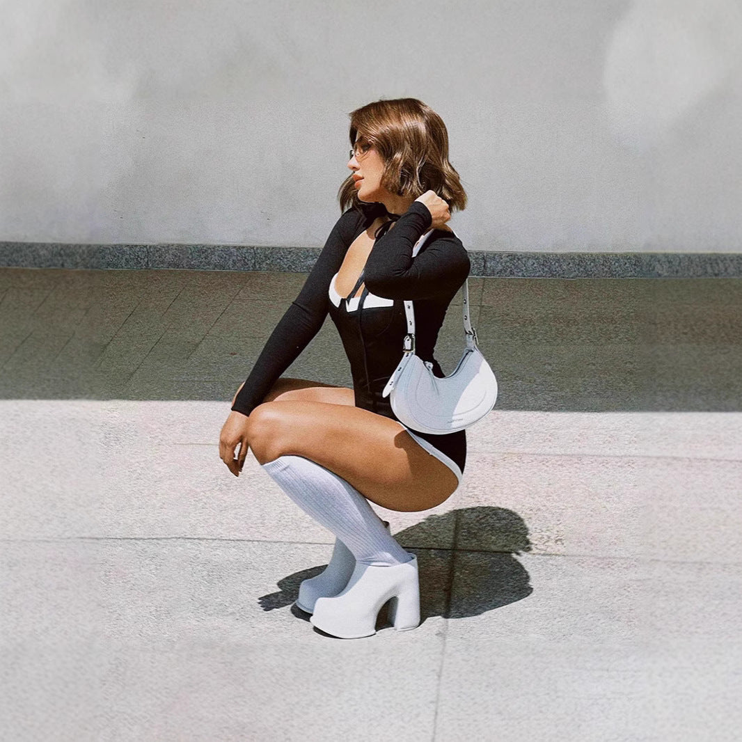 Full Length Long Sleeved Waist Cinching Bodycon Jumpsuit