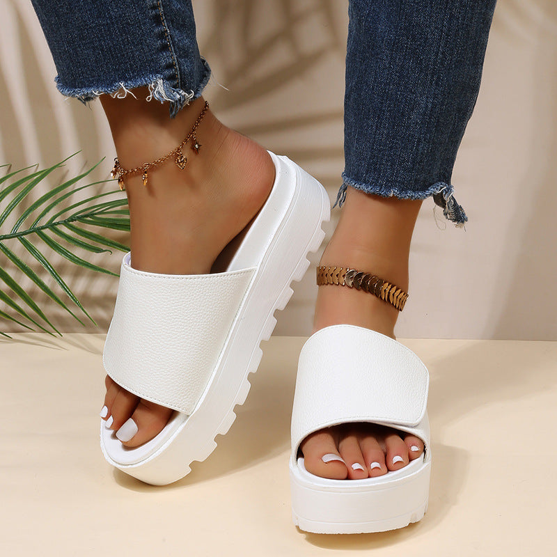 Women's Muffin Platform One Word Velcro Sandals