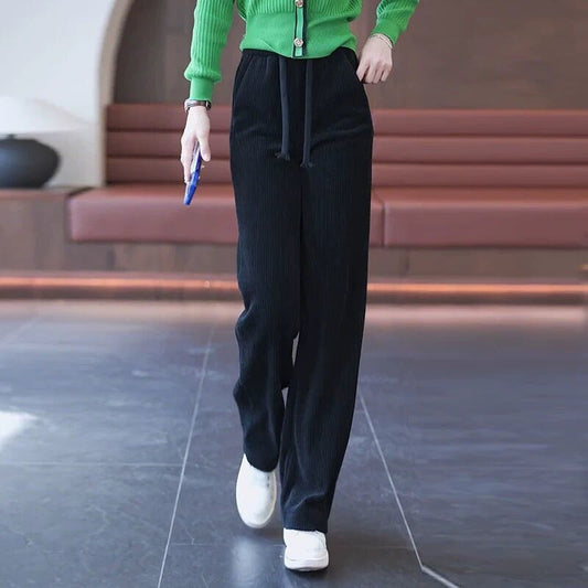 Women's Wide-leg Pants Autumn And Winter New High Waist Drooping Straight Thickening Pants