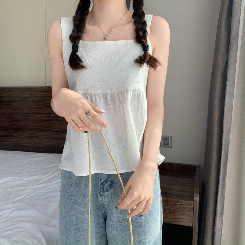 Solid Color Square Neck Playful Baby Shirt Summer Temperament Age Reducing Short Sleeve