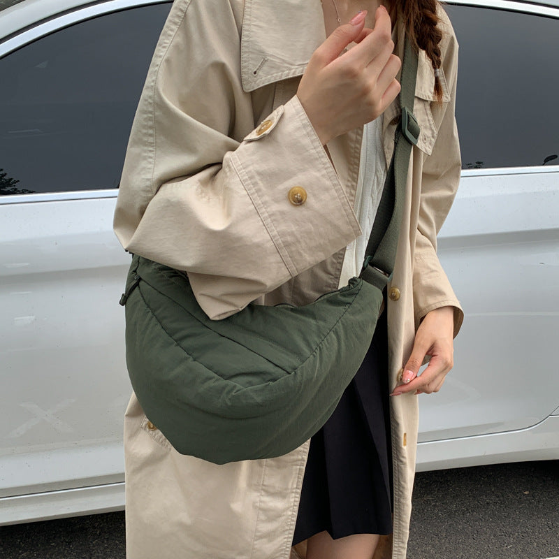 Large Capacity Casual Solid Color Dumpling Bag All-matching
