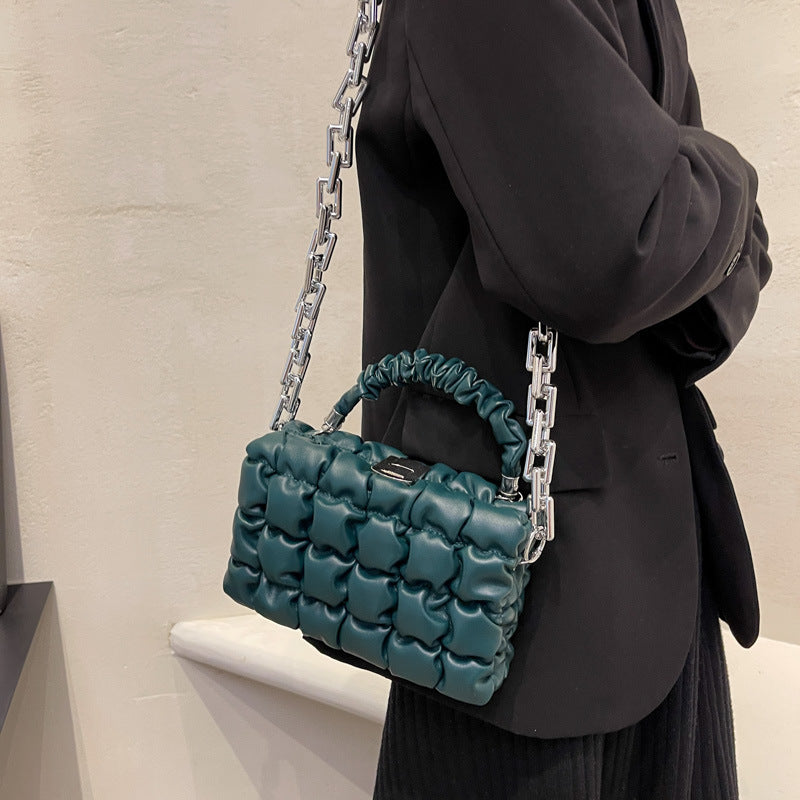 Checkered Fashion Chain Metal Shoulder Bag